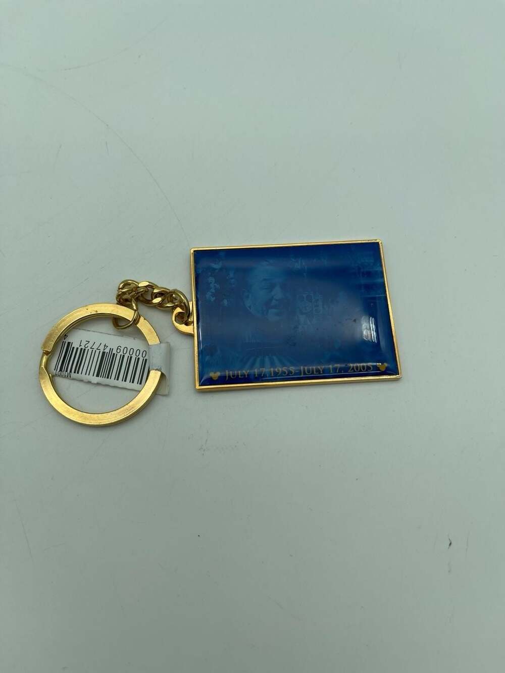 Disneyland 50th Anniversary Keychain, Walt Disney Portrait, Gold Tone, 1955-2005